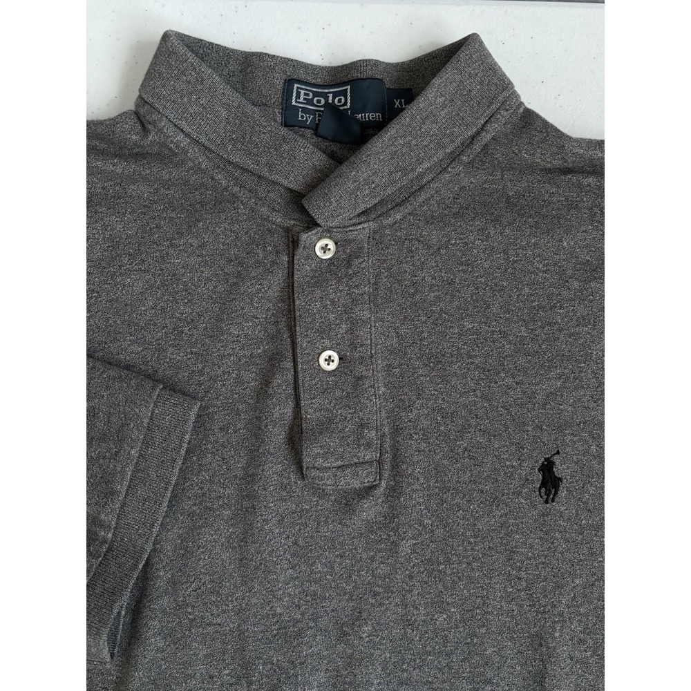 Polo Ralph Lauren Men's XL Gray 1/4 Button 100% Cotton Short Sleeve Polo
